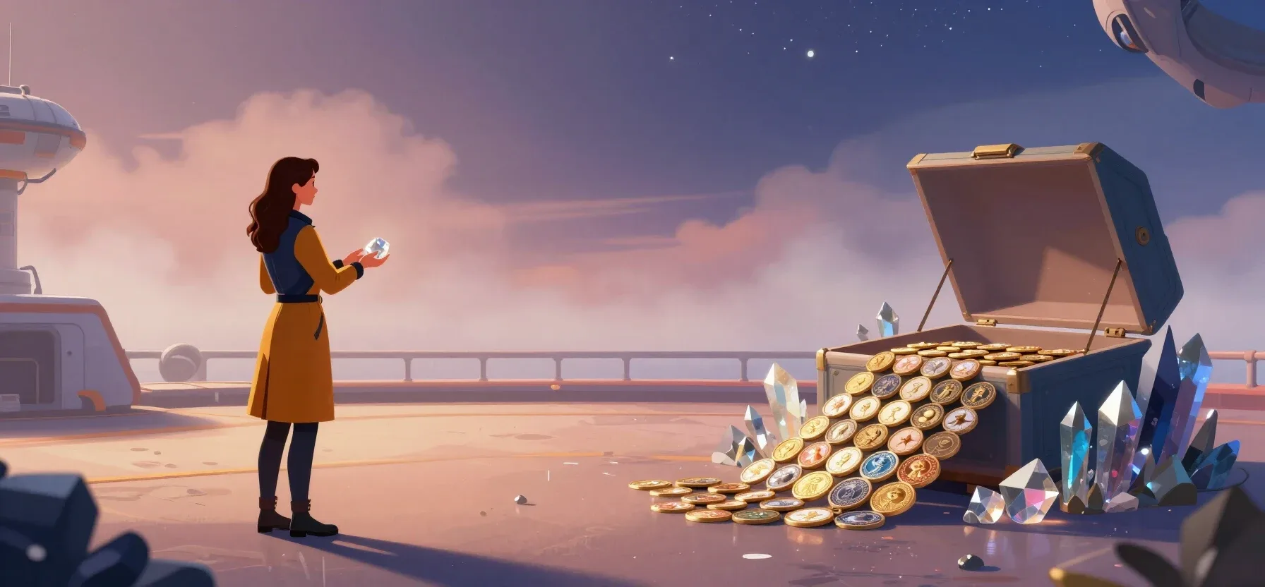Rollbit rakeback rewards in a treasure chest