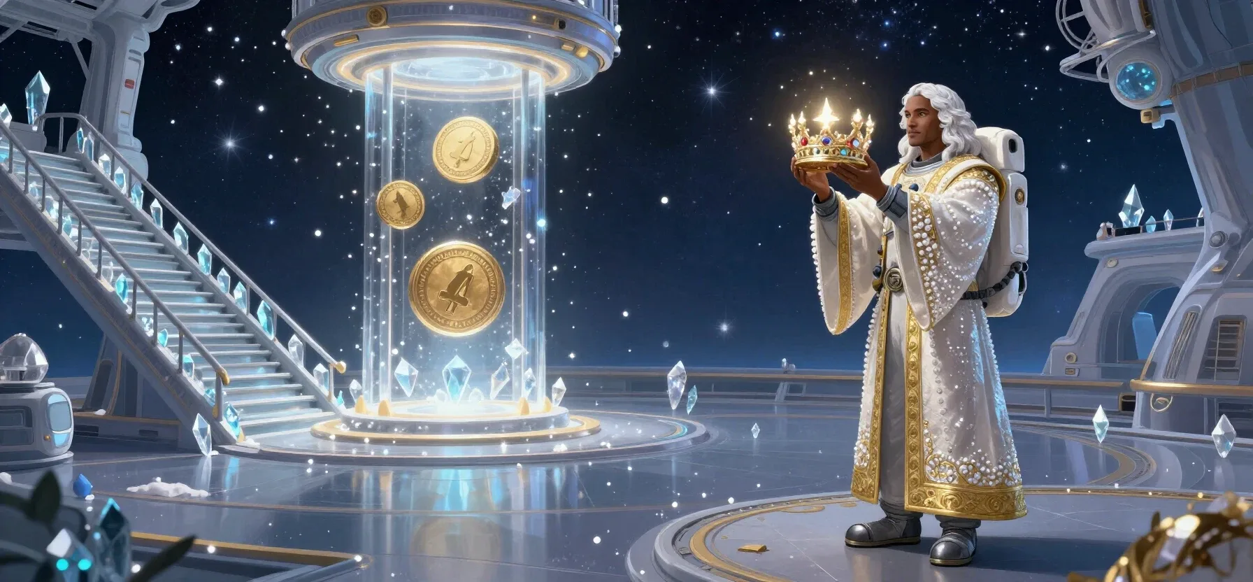 Rollbit VIP progress shown as a crystal staircase and reward chest